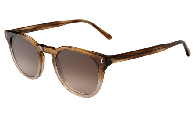 Eldridge 48 Light Sunglasses Side Profile in Natural Oak / Brown Flat Gradient