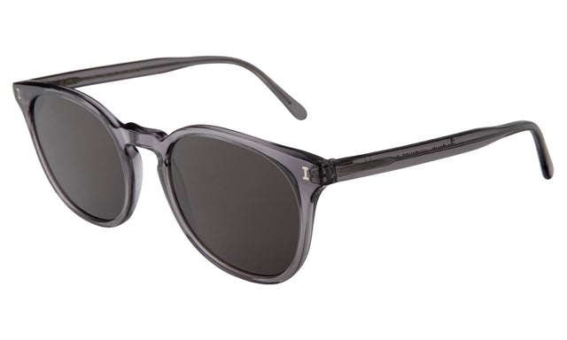 Eldridge 56 Light Sunglasses Side Profile in Mercury / Grey Flat