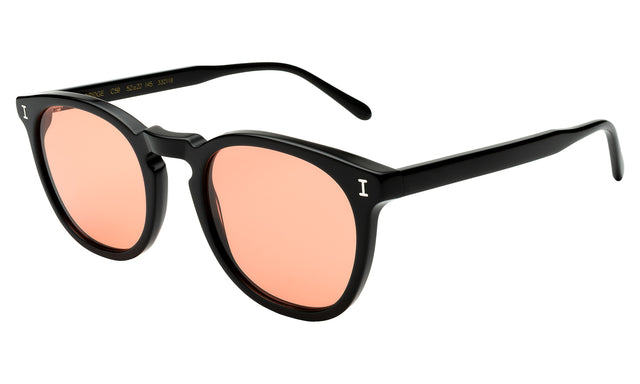 Eldridge Sunglasses Side Profile in Black / Guava See Through