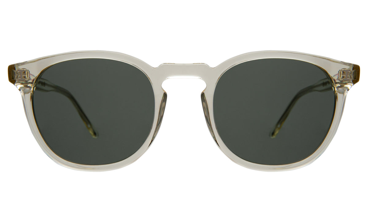 Eldridge Sunglasses in Champagne with Olive Flat lenses, front view