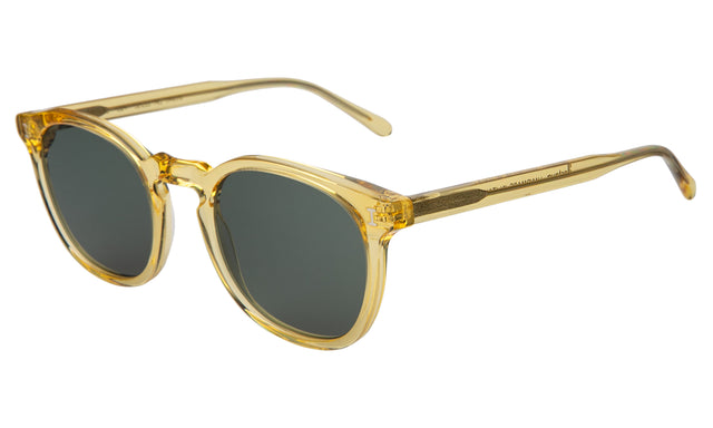 Eldridge Sunglasses Side Profile in Clear Blond / Olive Flat