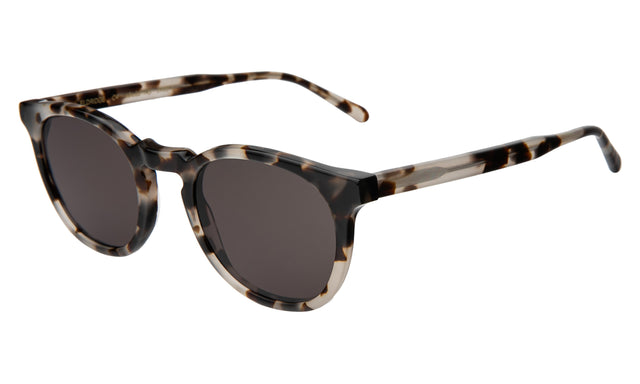 Eldridge Light Sunglasses Side Profile in White Tortoise / Grey Flat