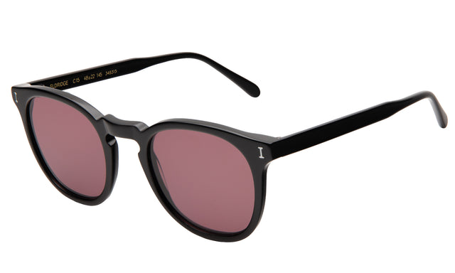Eldridge 48 Sunglasses side view in Black / Plum Flat See Through