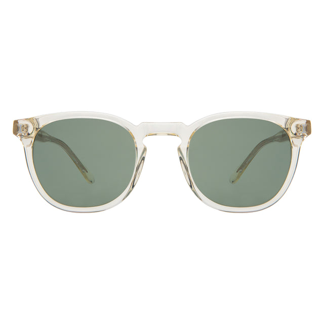 Eldridge 48 Sunglasses front view in Champagne with Olive Flat