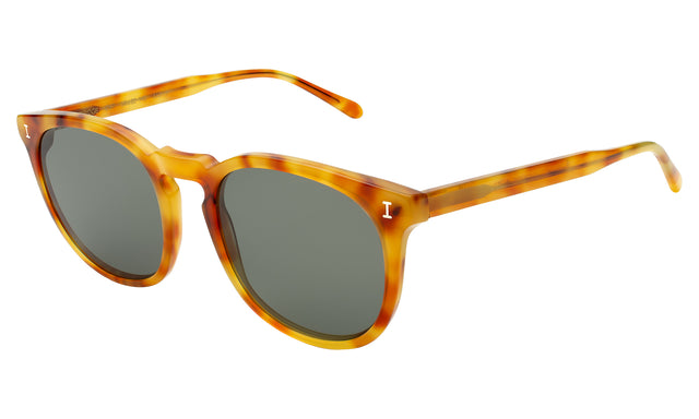 Eldridge 56 Sunglasses Side Profile in Amber / Olive Flat