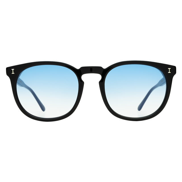 Eldridge 56 Sunglasses front view in Black with Blue Flat Gradient See Through