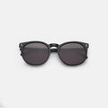 Front view of Eldridge 56 Sunglasses in Black/Grey Flat