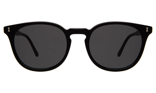 Eldridge 56 Light Sunglasses front view in Black with Grey Flat