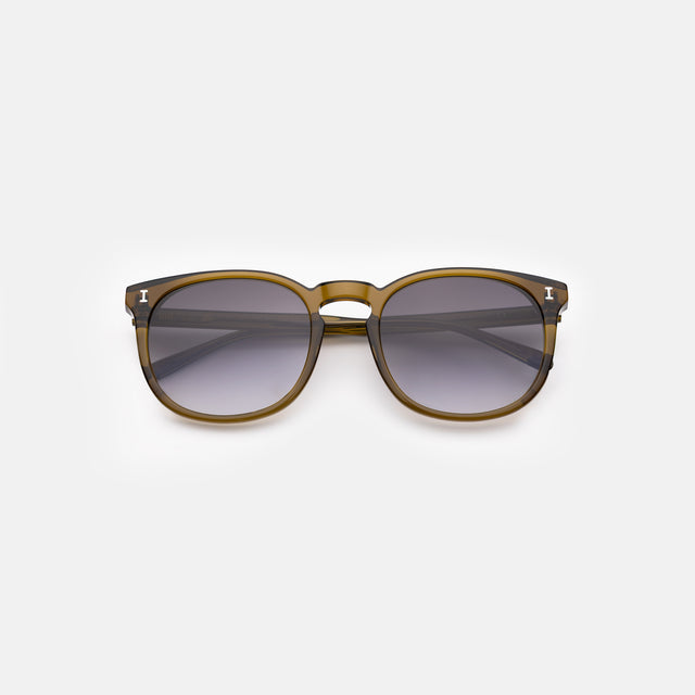 Eldridge 56 Sunglasses side view in Moss / Grey Flat Gradient