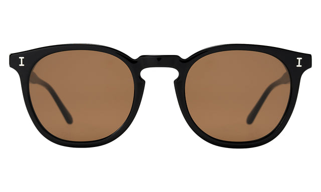 Eldridge Sunglasses front view in Black with Brown Flat