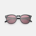 Front view of Eldridge Sunglasses in Black/Plum Flat See Through