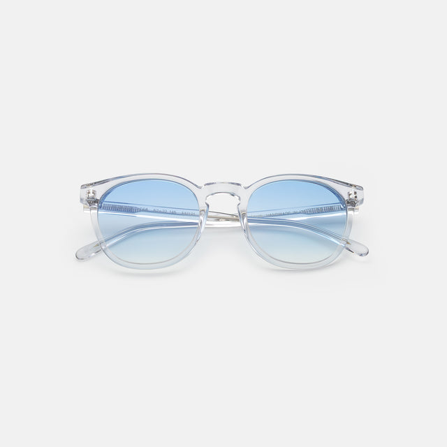 Eldridge Sunglasses side view in Clear / Blue Flat Gradient See Through