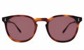 Front view of Eldridge Sunglasses in Havana/Plum Flat See Through