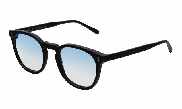 Eldridge Sunglasses side view in Matte Black / Blue Flat Gradient See Through