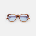 Front view of Eldridge Sunglasses in Toffee/Light Blue Flat See Through