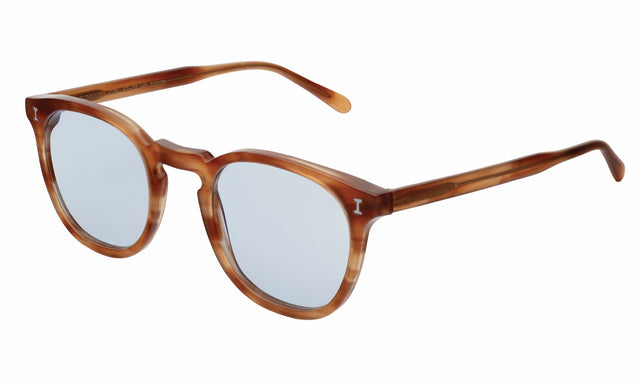 Eldridge Sunglasses side view in Toffee / Light Blue Flat See Through