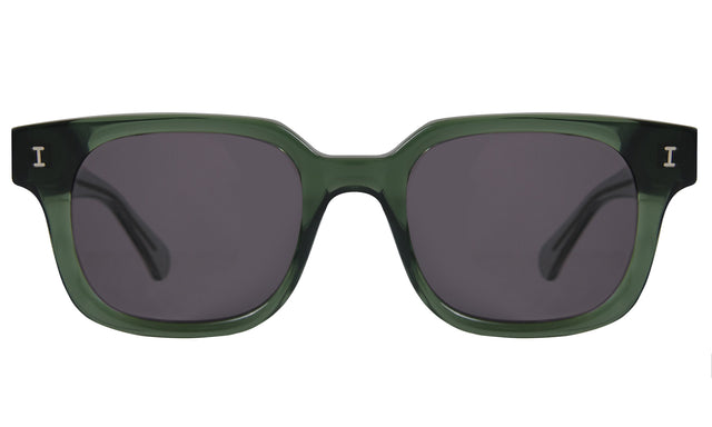 Ellison Sunglasses front view in Pine with Grey Flat