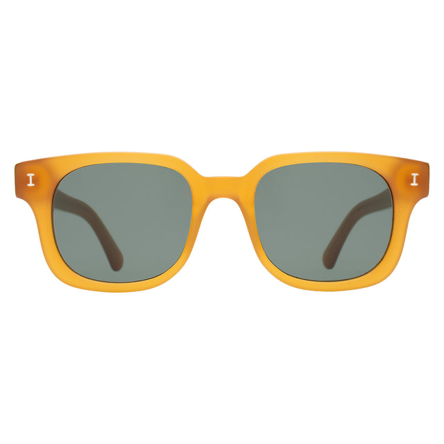 Ellison Sunglasses front view in Matte Honey with Olive Flat