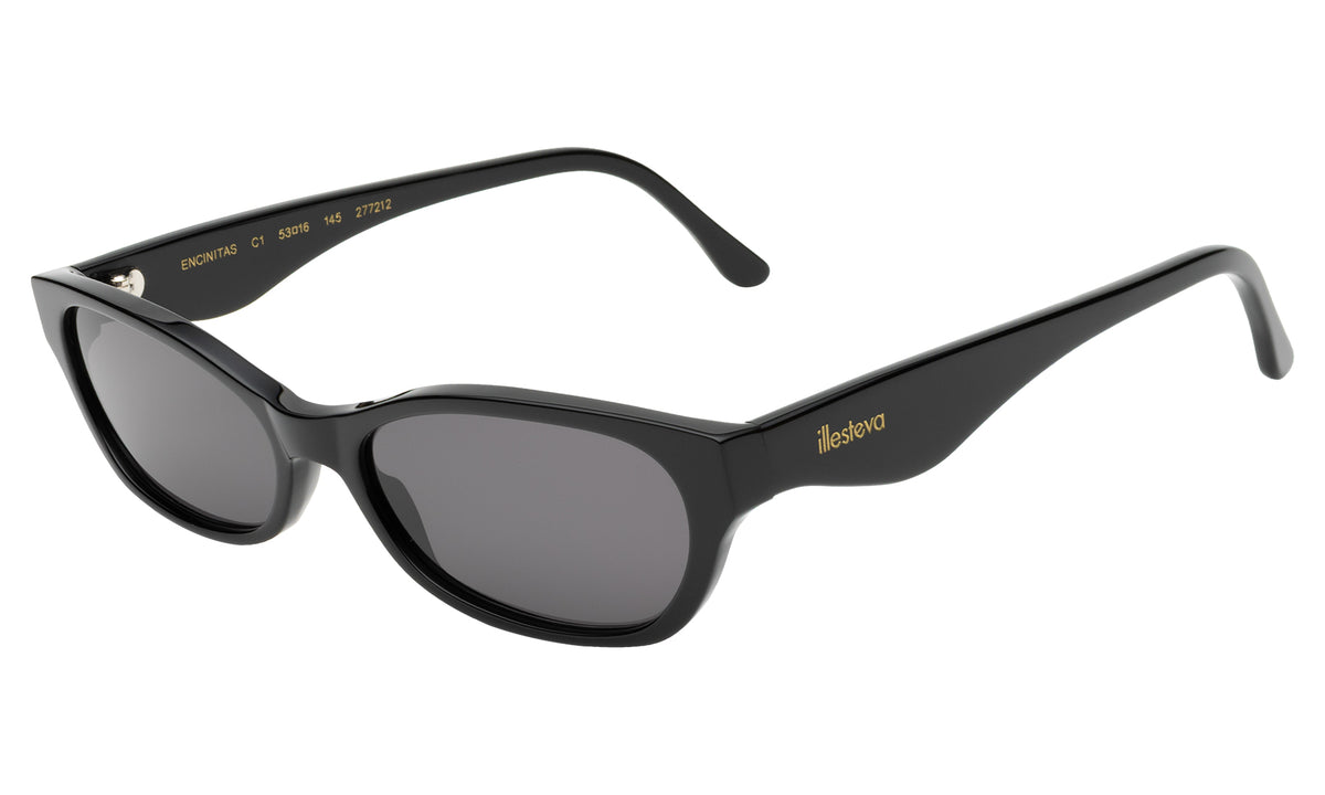 Encinitas Sunglasses in Black with Grey lenses, side view