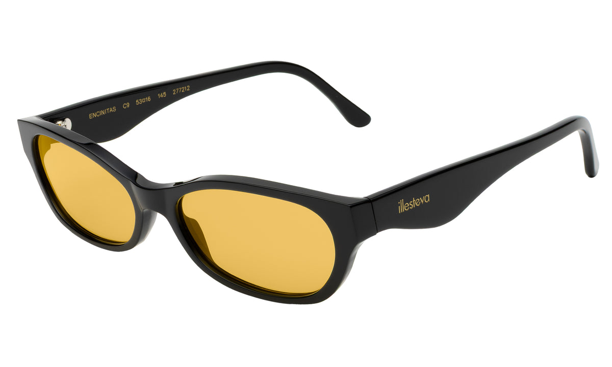 Encinitas Sunglasses in Black with Honey See Through lenses, side view