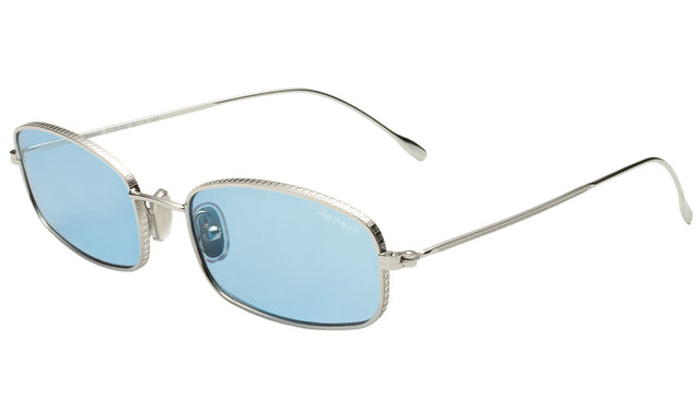 Flushing Sunglasses side view in Silver / Light Blue Flat See Through