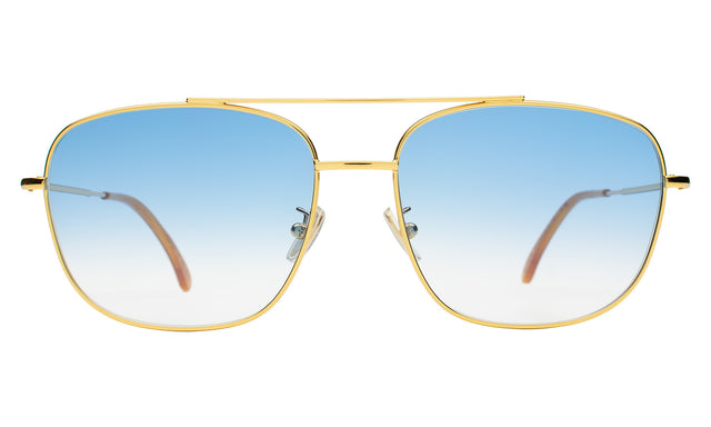 Frankie Sunglasses front view in Gold with Blue Flat Gradient See Through