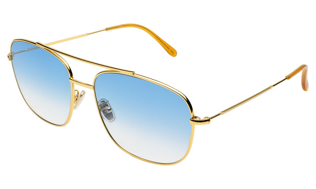 Frankie Sunglasses side view in Gold / Blue Flat Gradient See Through