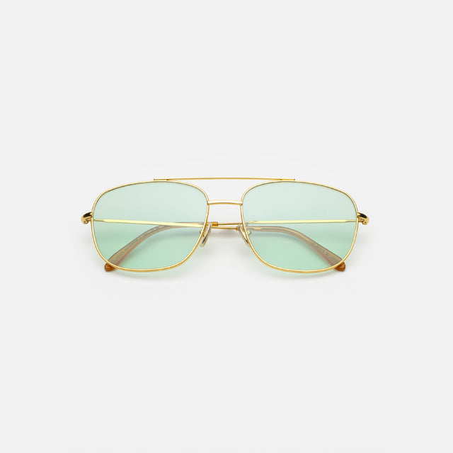 Frankie Sunglasses side view in Gold / Mint Flat See Through