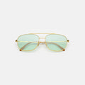 Front view of Frankie Sunglasses in Gold/Mint Flat See Through