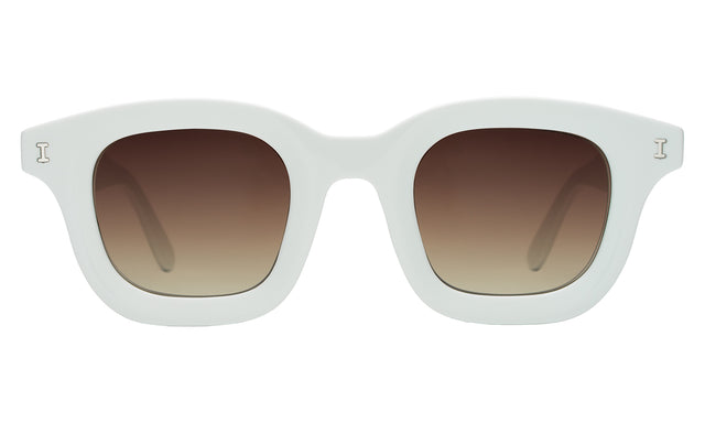 George Sunglasses front view in White with Brown Flat Gradient