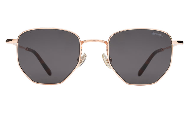 Hunter Sunglasses front view in Rose Gold with Grey