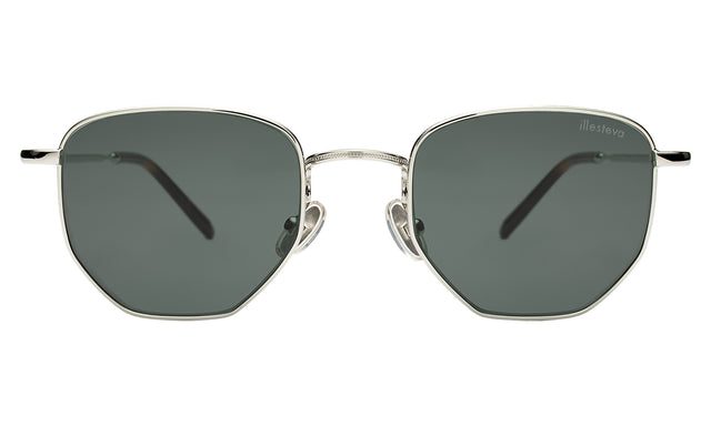 Hunter Sunglasses front view in Silver with Olive