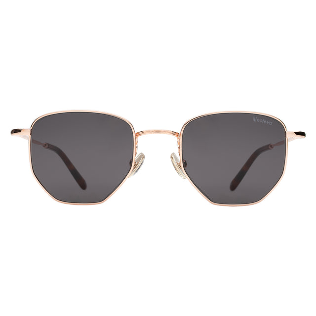 Hunter Sunglasses front view in Rose Gold with Grey