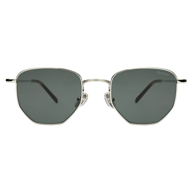 Hunter Sunglasses front view in Silver with Olive