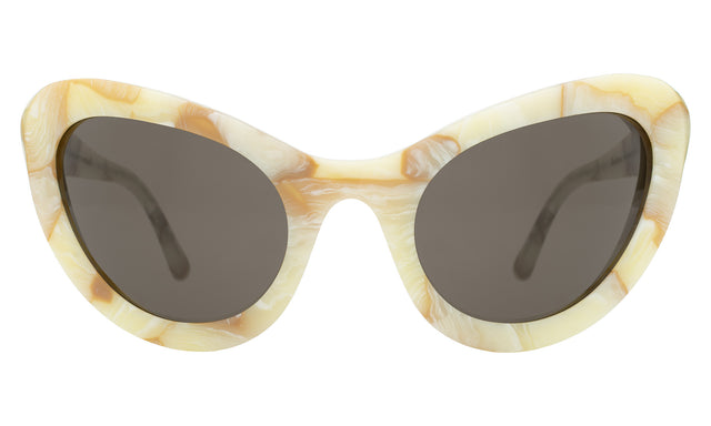 Kim Shui x illesteva front view in Savannah Cream Marble with Grey