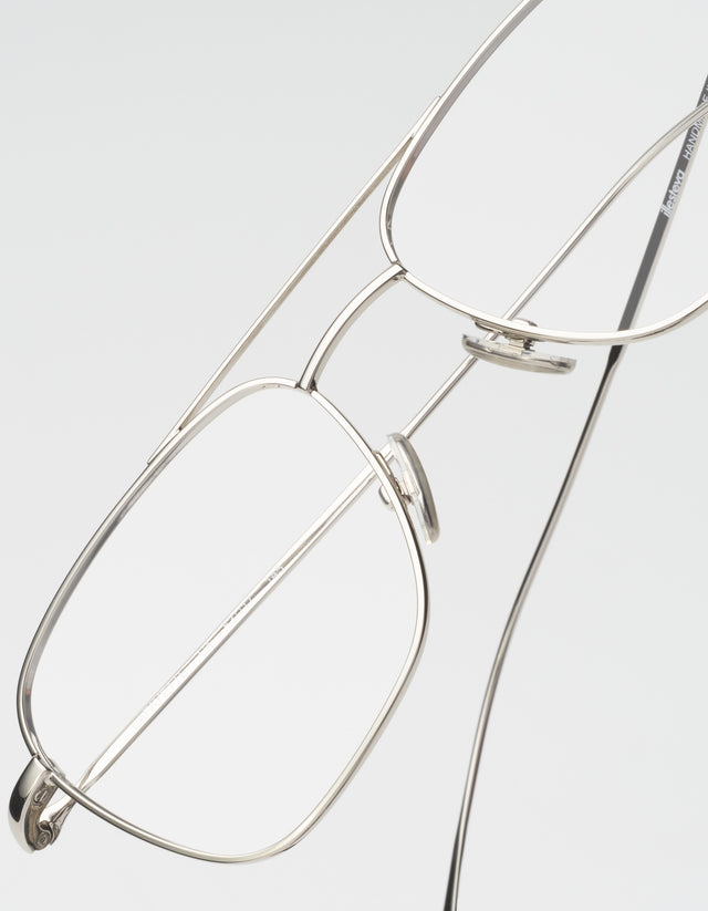 Lafayette eyeglasses in silver on a light gray background