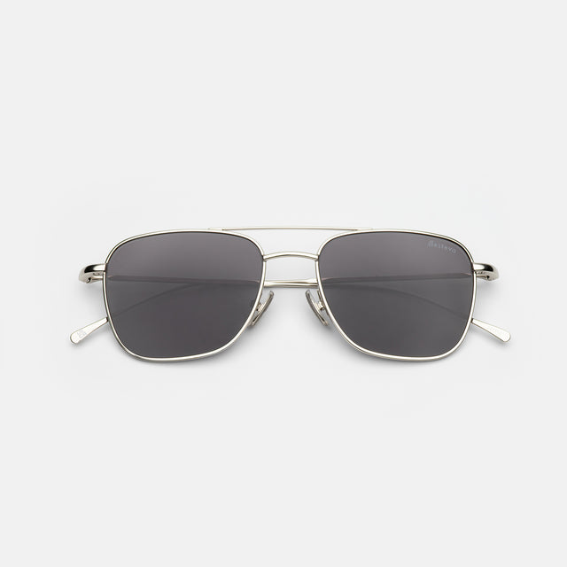 Lafayette Sunglasses side view in Silver / Grey Flat