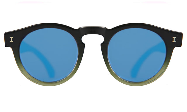 Leonard Eco Sunglasses in Half/Half Dark Green Blue Mirror