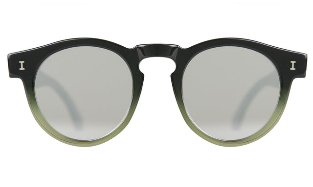 Leonard Eco Sunglasses in Half/Half Dark Green Silver Flat Mirror