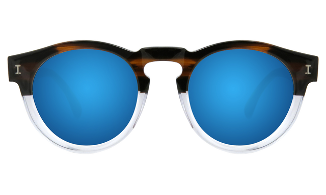 Leonard (Classic Flex Hinge) Sunglasses in Half/Half with Blue Mirror