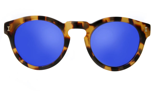 Leonard (Classic Flex Hinge) Sunglasses in Honey Tortoise with Blue Mirror