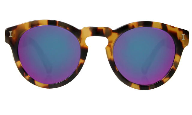 Leonard (Classic Flex Hinge) Sunglasses in Honey Tortoise with Pink Mirror