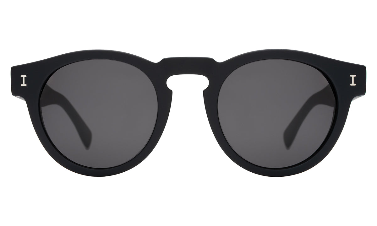 Leonard Polarized Sunglasses in Matte Black with Grey Polarized lenses, front view