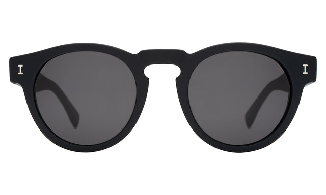 Leonard Polarized Sunglasses front view in Matte Black with Grey Polarized