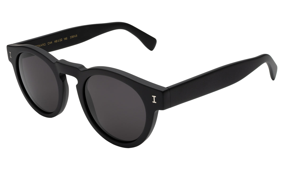 Leonard Polarized Sunglasses in Matte Black with Grey Polarized lenses, side view