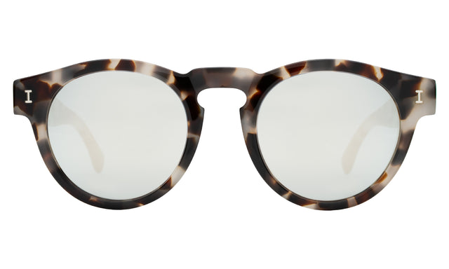 Leonard Sunglasses in White Tortoise with Silver Mirror