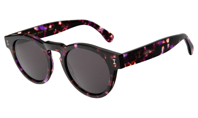 Leonard Sunglasses Side Profile in Berry Tortoise / Grey