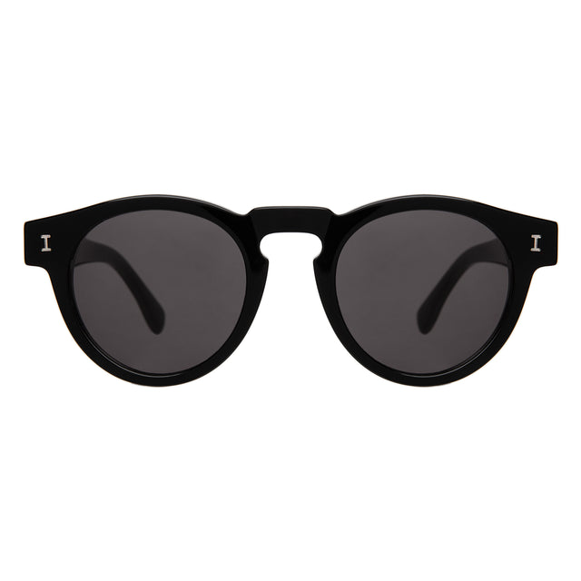 Leonard Sunglasses front view in Black with Grey
