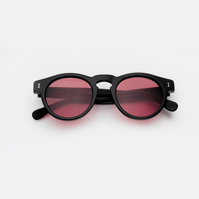 Leonard Sunglasses side view in Black / Plum See Through