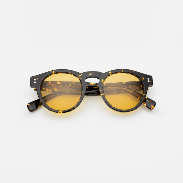 Leonard Sunglasses side view in Flame / Honey See Through